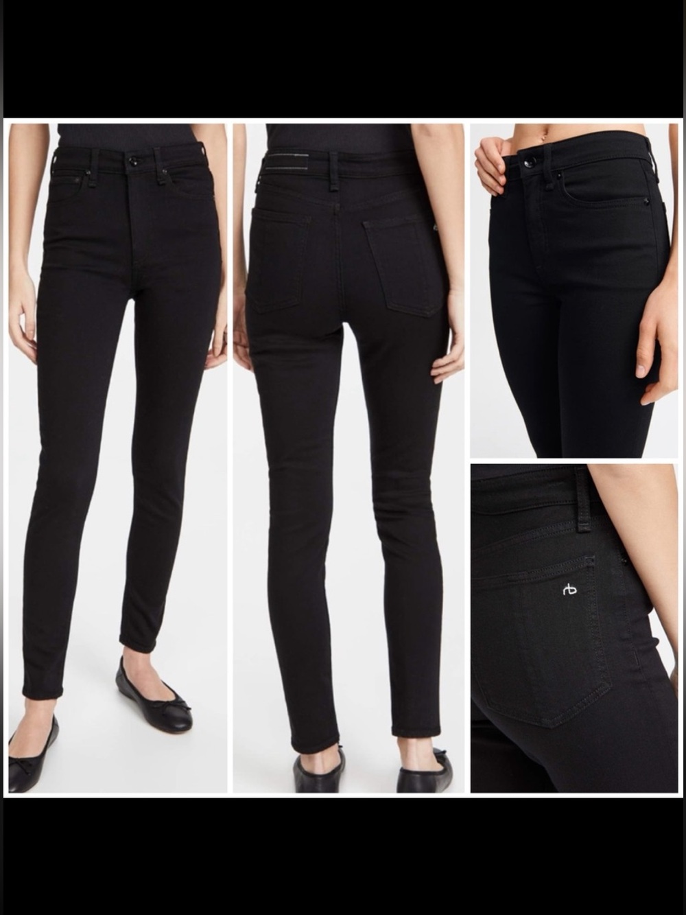 RAG & BONE Nina High Rise Black Cotton Blend Skinny Ankle Soft Denim Jeans 27